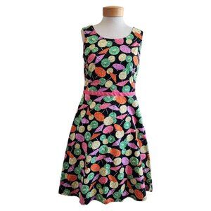 Vintage Requirements Cocktail Umbrella Lemon Lime Novelty Fit Flare Dress 8/S